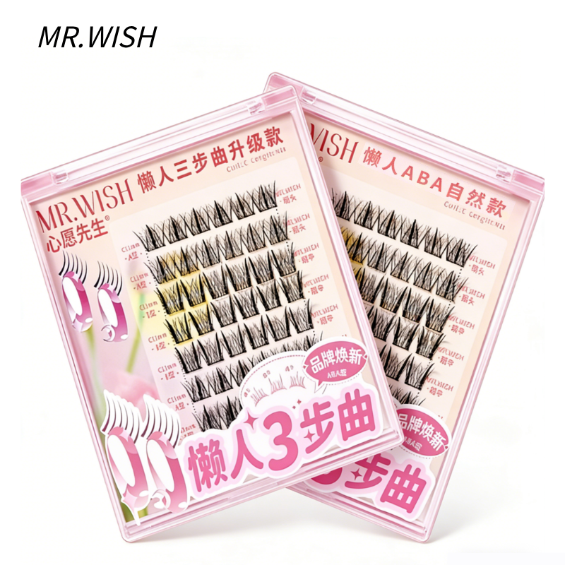 心愿先生懒人三步曲升级款 ABA 型 胶水款假睫毛 自然眼贴款|mr.wish Lazy 3-Step Upgrade ABA Style Glue On False Eyelashes Natural Look