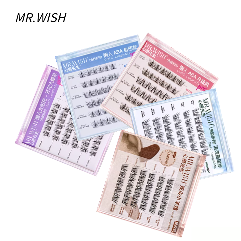 心愿先生免胶懒人三部曲 无梗 ABA / 太阳花 自粘假睫毛|MR.wish No-Glued Lazy 3-Step ABA/Sunflower Self-Adhesive False Eyelashes