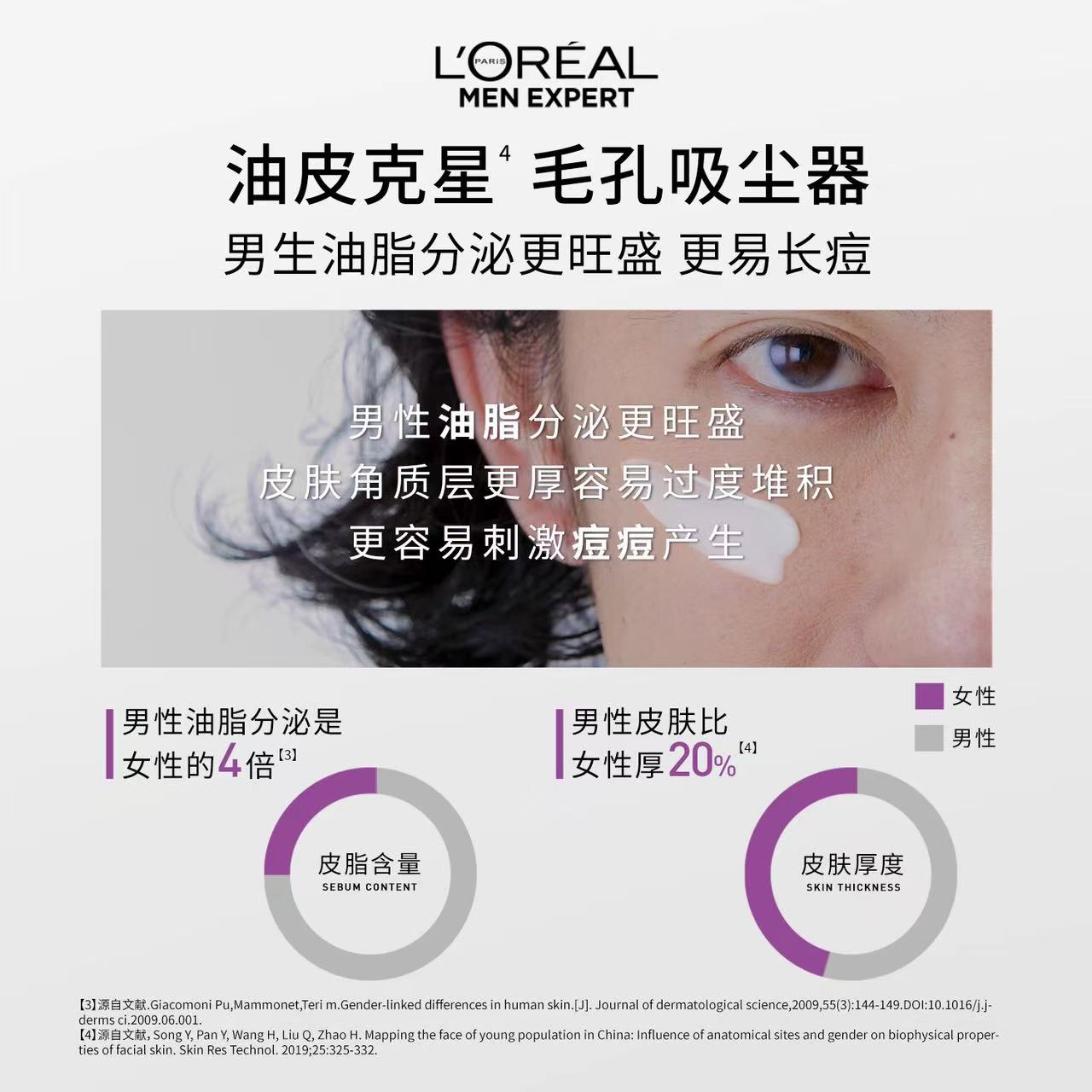 欧莱雅男士炭爽抗黑头洁面膏 控油去黑头|L'Oreal Men Expert Pure & Matte Anti-Blackhead Cleanser