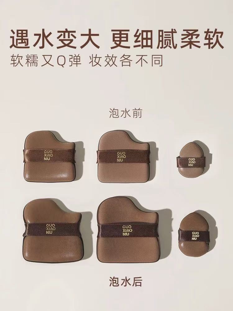 郭小妞巧克力粉扑气垫 干湿两用 超软不易吃粉底液 定妆专用美妆蛋棉|GUOXIAONIU Chocolate Makeup Puff, Wet & Dry Use, Ultra Soft, Foundation-Friendly, Setting Makeup Sponge