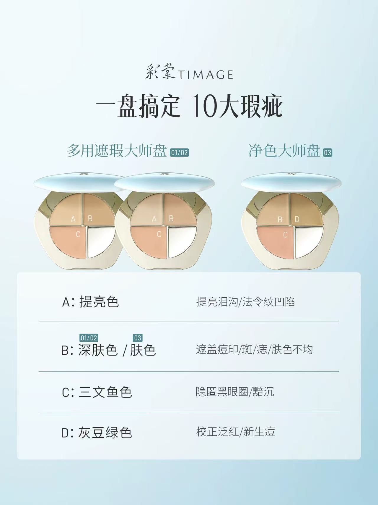 彩棠 TIMAGE 三色遮瑕盘 2.0 三文鱼色遮黑眼圈斑点痘印提亮|TIMAGE 3-Color Concealer Palette 2.0, Salmon Concealer for Dark Circles, Spots, Acne Marks & Brightening