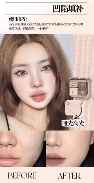 VEECCI 唯资 高光修容一体盘 哑光侧影鼻影综合盘|VEECCI Contour & Highlighter Palette