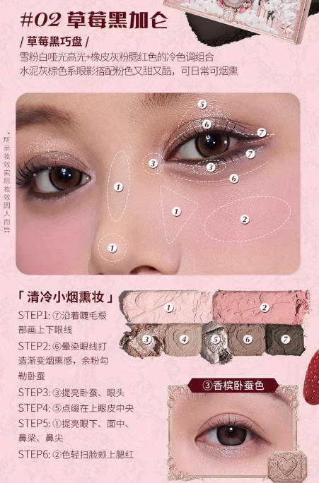 花知晓草莓丘比特系列面部综合盘  眼影腮红高光一体盘|Flower Knows Strawberry Cupid Collection All-In-One Face Palette | Eyeshadow, Blush & Highlight