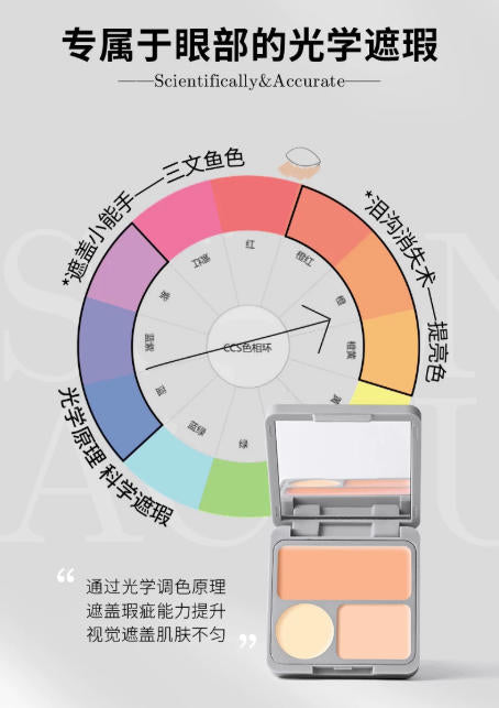 VEECCI 唯资三色遮瑕膏 遮盖斑点痘印黑眼圈|VEECCI 3-Color Concealer Palette