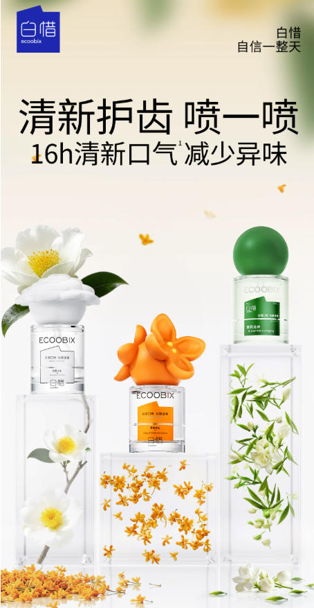 ECOOBIX 白惜口喷 便携口气清新喷雾剂 持久型除口臭 男女通用接吻神器|ECOOBIX Oral Spray - Portable Long-Lasting Breath Freshener, Bad Breath Eliminator for Men & Women