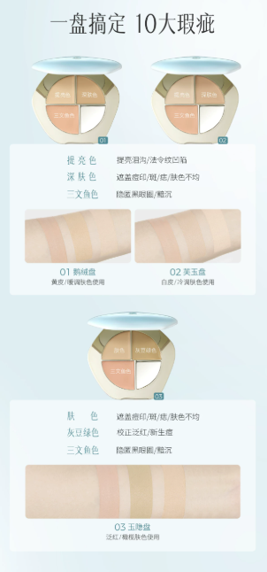 彩棠 TIMAGE 三色遮瑕盘 2.0 三文鱼色遮黑眼圈斑点痘印提亮|TIMAGE 3-Color Concealer Palette 2.0, Salmon Concealer for Dark Circles, Spots, Acne Marks & Brightening