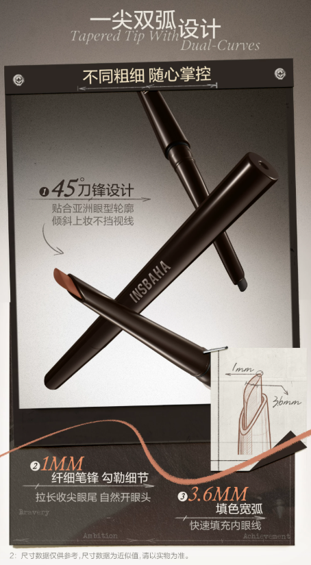 INSBAHA 原色波塔柔滑触弦眼线胶笔|INSBAHA Skinny & Melty Gel Eye Liner, Dual-Curve Tapered Tip